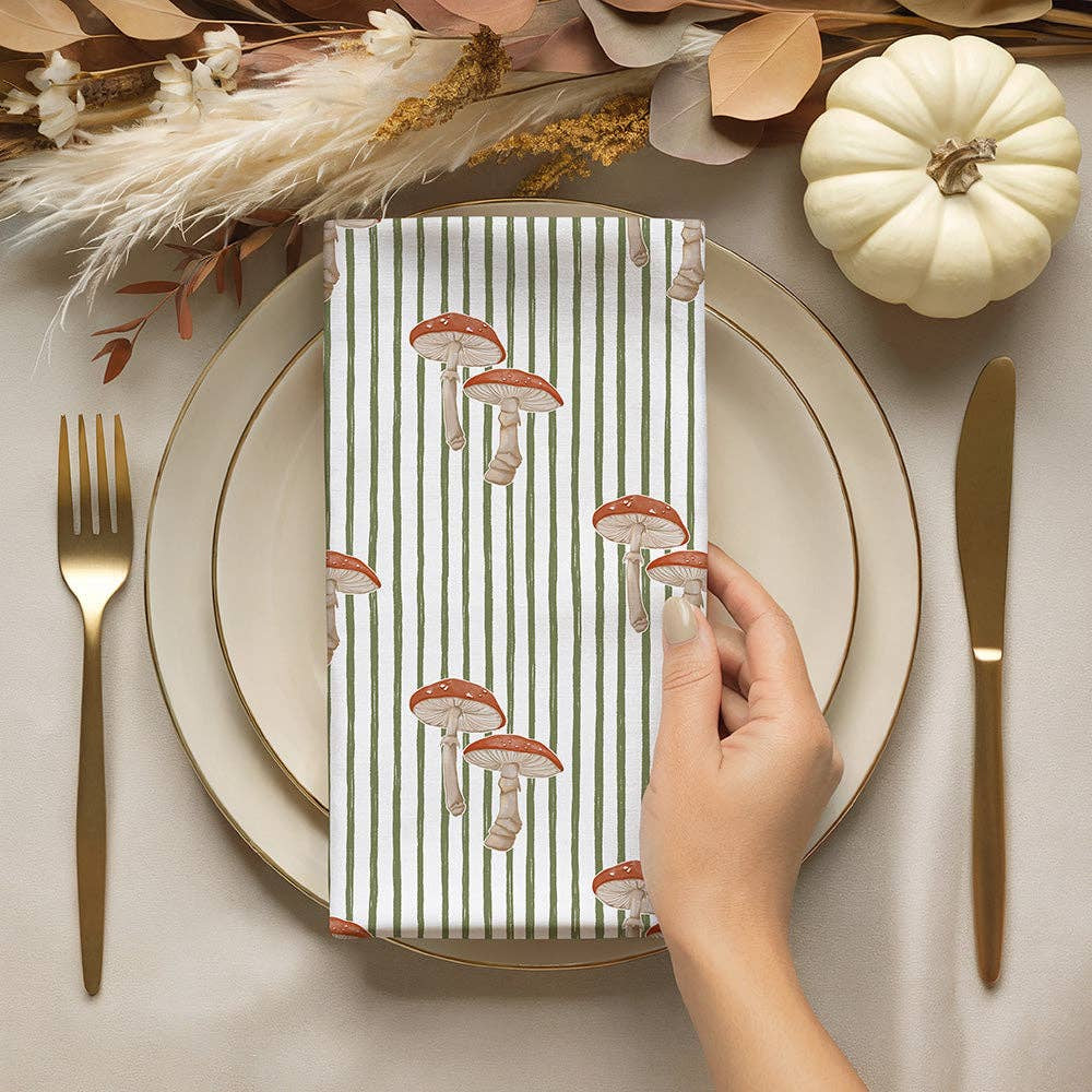 Striped Mushroom Napkins (Set of 4) | Mahogany