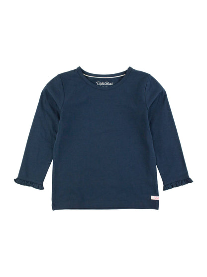 Navy Ruffle Sleeve Top | RuffleButts + RuggedButts