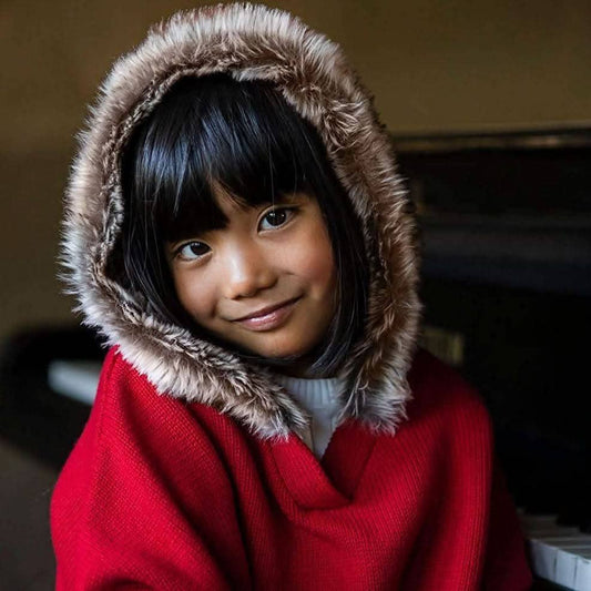 Sweater Cape with Faux Fur Hood | Hope & Henry