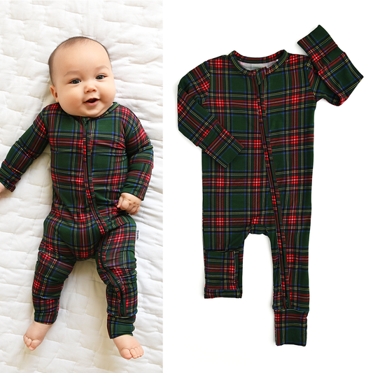 Kane Tartan Bamboo Romper | Gigi & Max