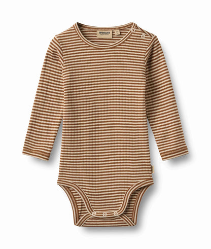 Freddie Warm Hazel Strip Bodysuit | Wheat