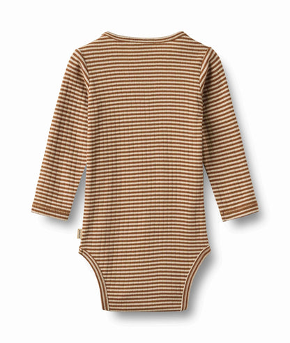Freddie Warm Hazel Strip Bodysuit | Wheat