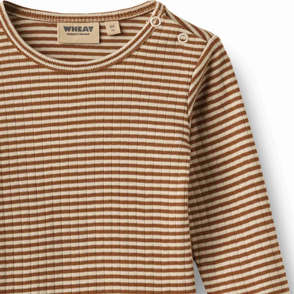 Freddie Warm Hazel Strip Bodysuit | Wheat