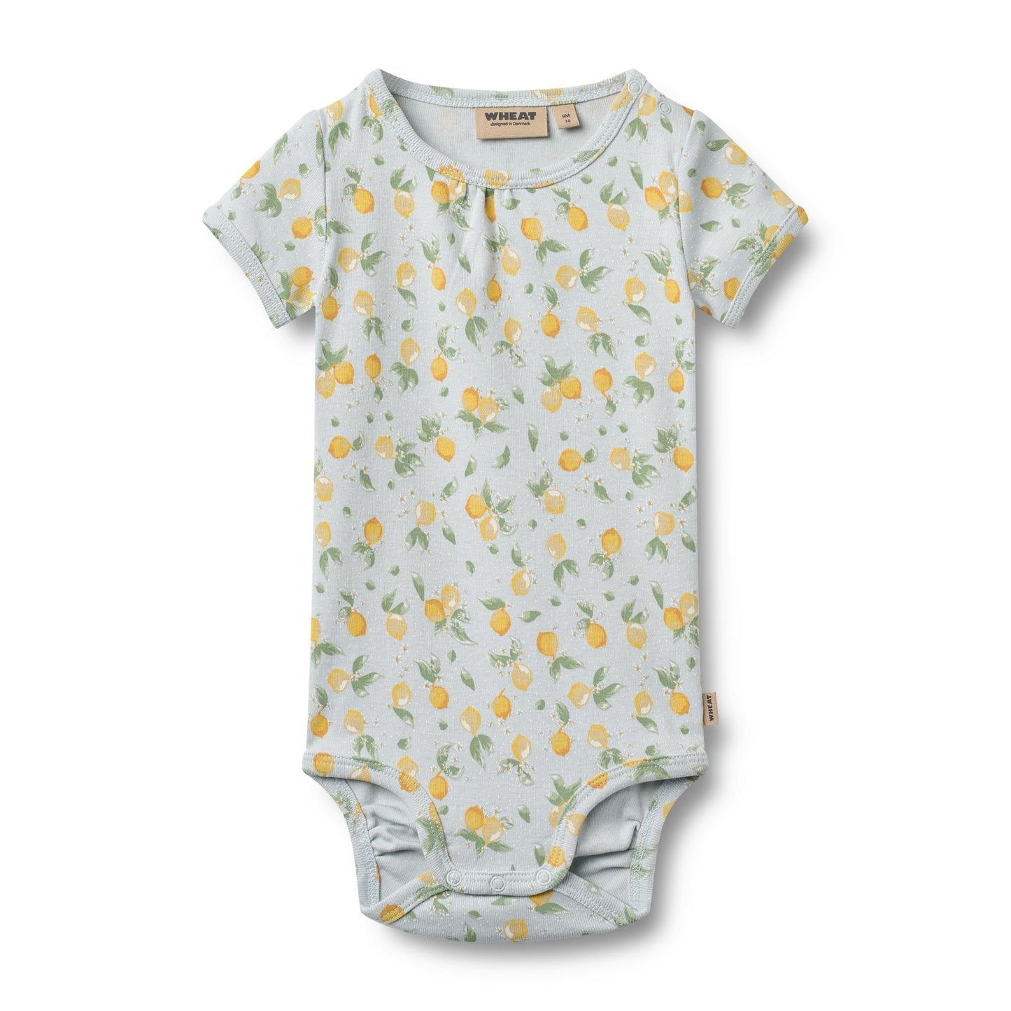 Linette Short Sleeve Bodysuit - Summer Blue Citrus | Wheat