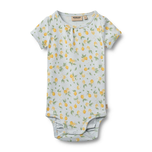 Linette Short Sleeve Bodysuit - Summer Blue Citrus | Wheat