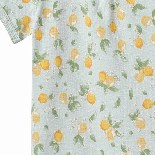 Linette Short Sleeve Bodysuit - Summer Blue Citrus | Wheat