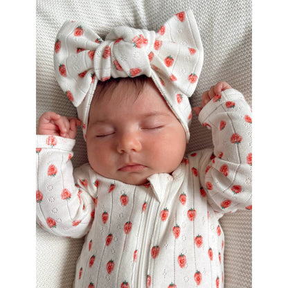 White Strawberry Organic Pointelle Bow | Siix Collection