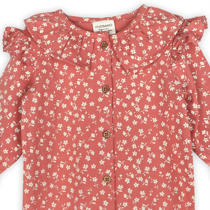 Rose Floral Smocked Jumpsuit | Viverano Organics