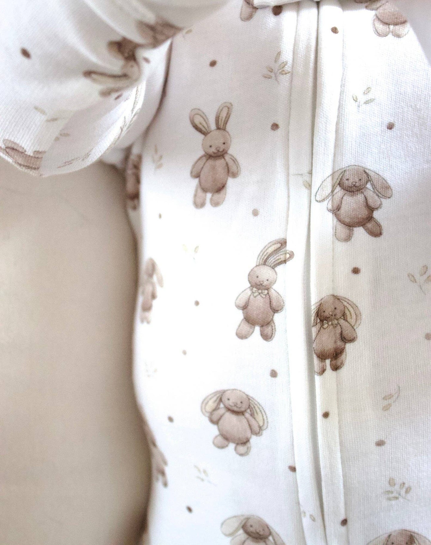 Organic 2-Way Zipper Footie in Bunny Shadow | L'ovedbaby