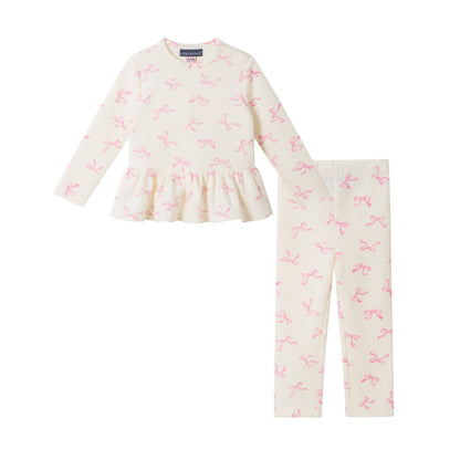 Pink Bow Waffle Lounge Set | Andy & Evan