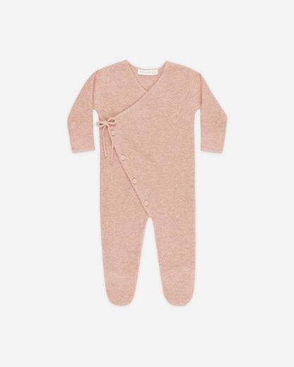 Wrap Knit Footie - Heathered Rose | Quincy Mae
