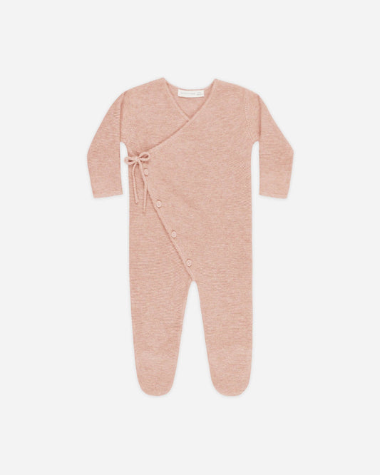 Wrap Knit Footie - Heathered Rose | Quincy Mae
