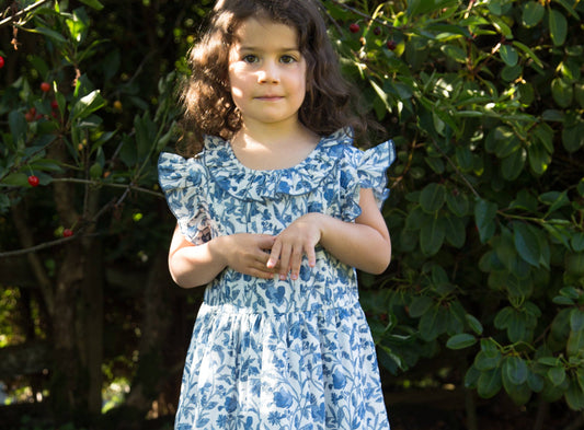 Ana Dress with Ruffles - Vintage Blue | Beet World