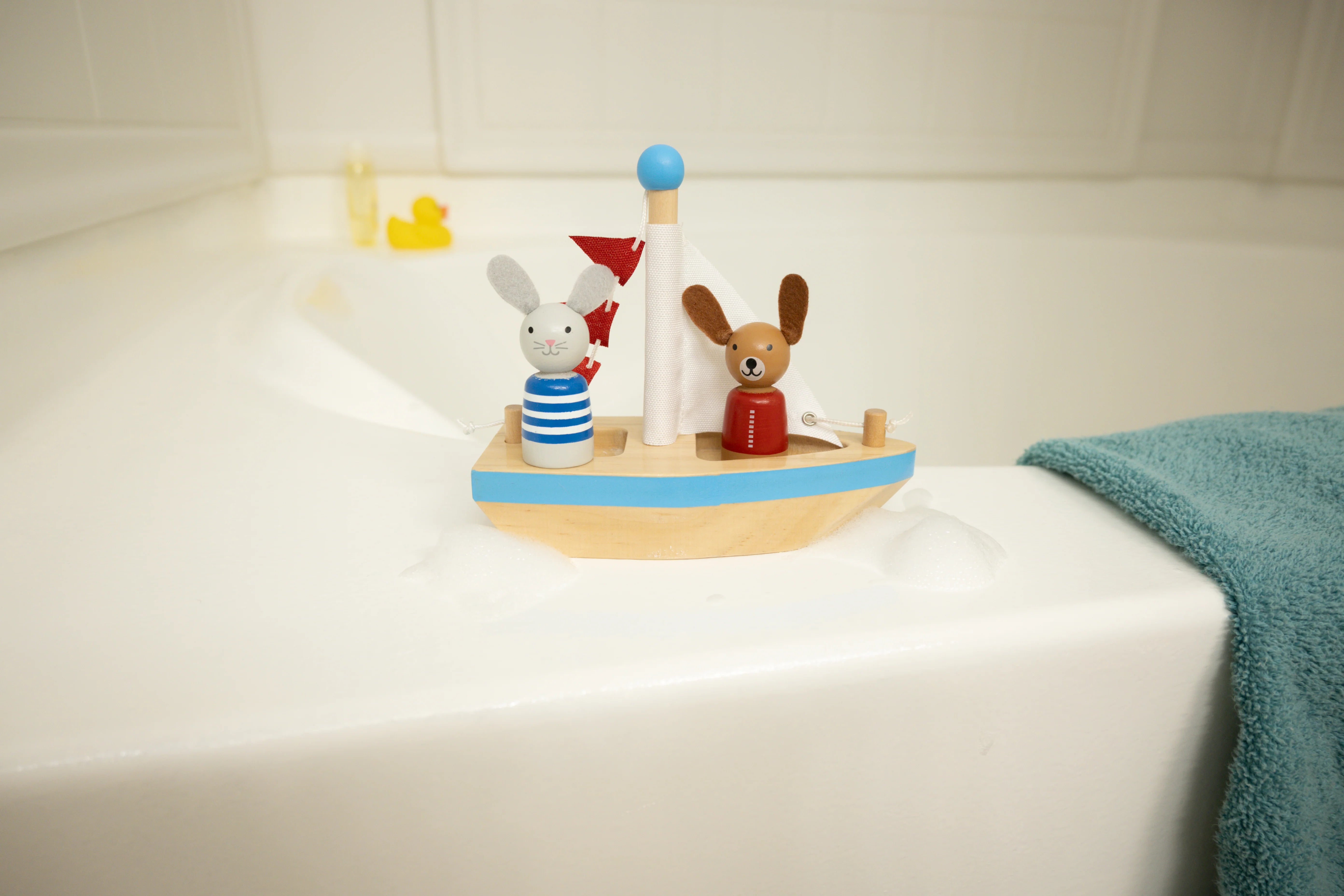 Boats & Buddies Bath Toy - Dog & Bunny | Jack Rabbit Creations