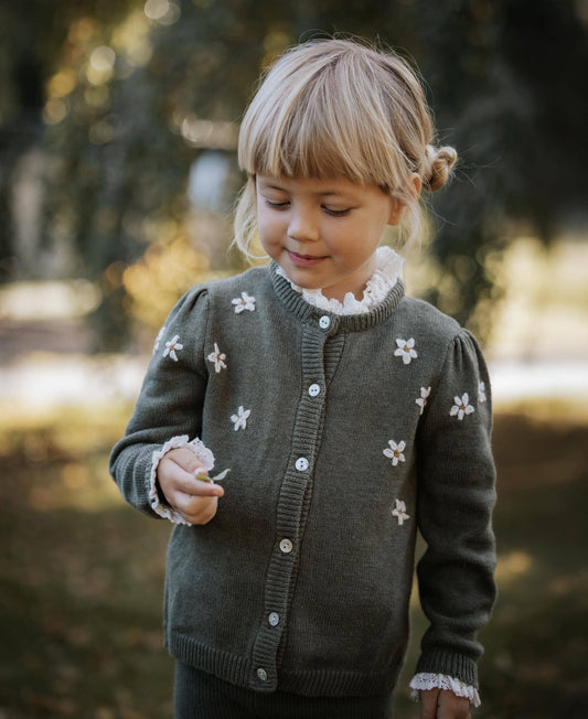 Hand Embroidered Daisy Cardigan | Fliink Denmark