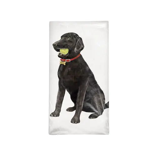 Black Lab with Ball Towel | Mary Lake-Thompson
