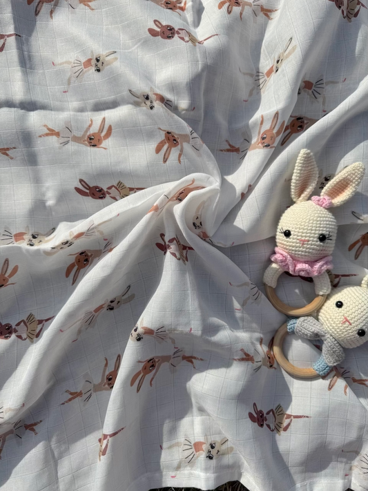 Ballet Bunnies Muslin Baby Blankets | Limika Textiles