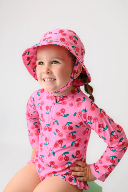 Cherry Ruffled Rash Guard Swimsuit | ZOOCCHINI