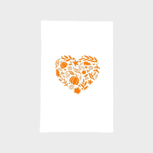 Pumpkin Heart Flour Sack Towel | Green Bee Towels