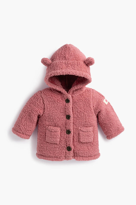 Mauve Pink Sherpa Teddy Cardigan | Monica + Andy