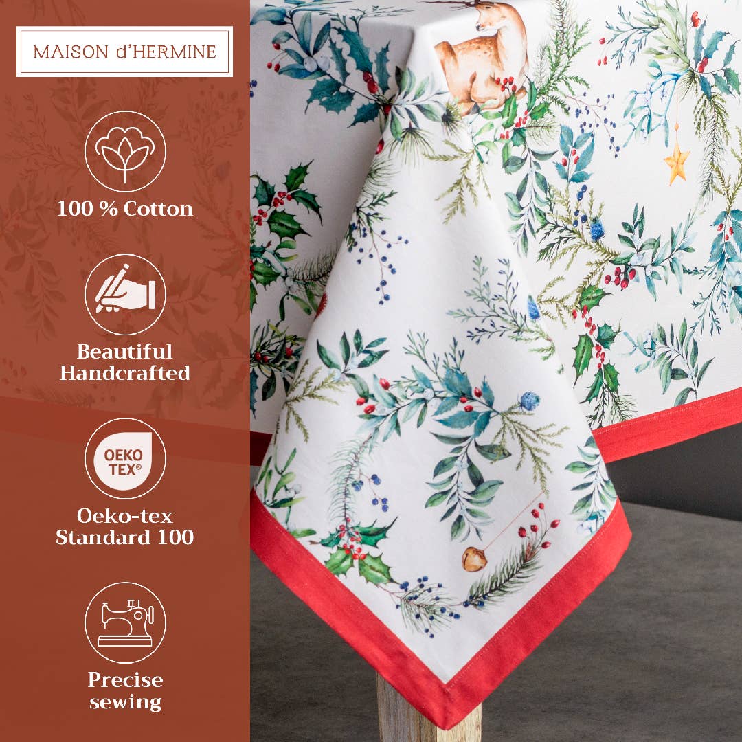 Holly Time Cotton Tablecloth (Various Sizes) | Maison d'Hermine