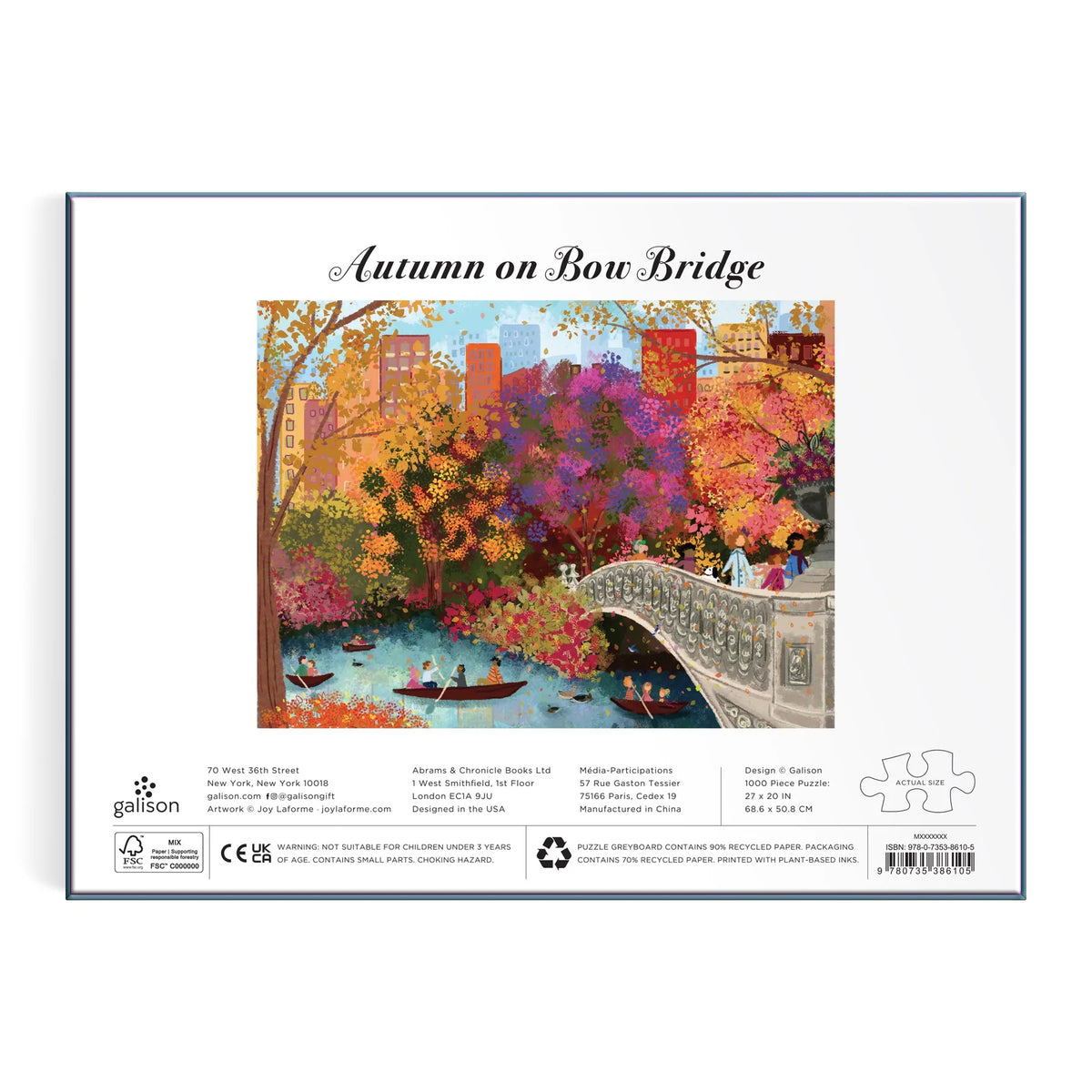 Joy Laforme Autumn on Bow Bridge Puzzle (1000 Piece) | Galison