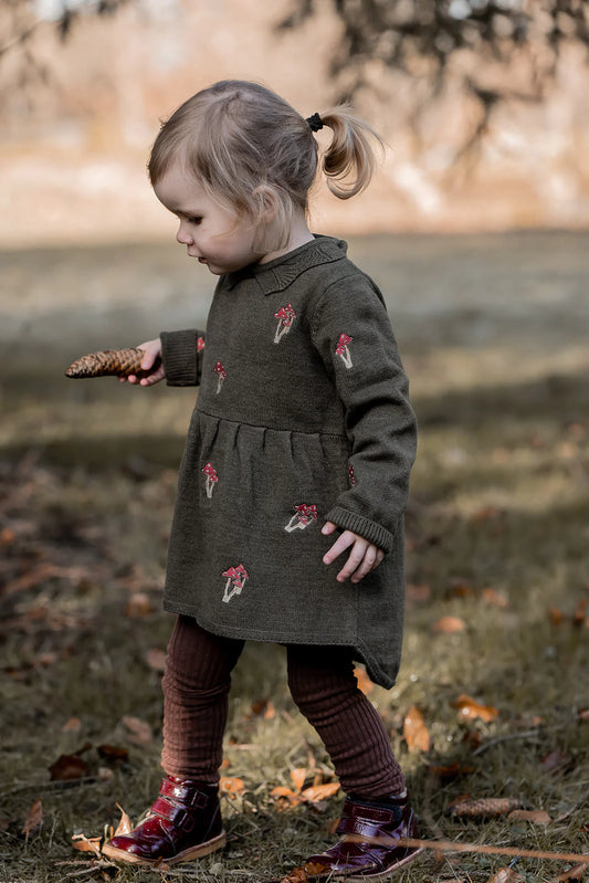 Benna Ember Mushroom Dress - Dark Olive  | Fliink