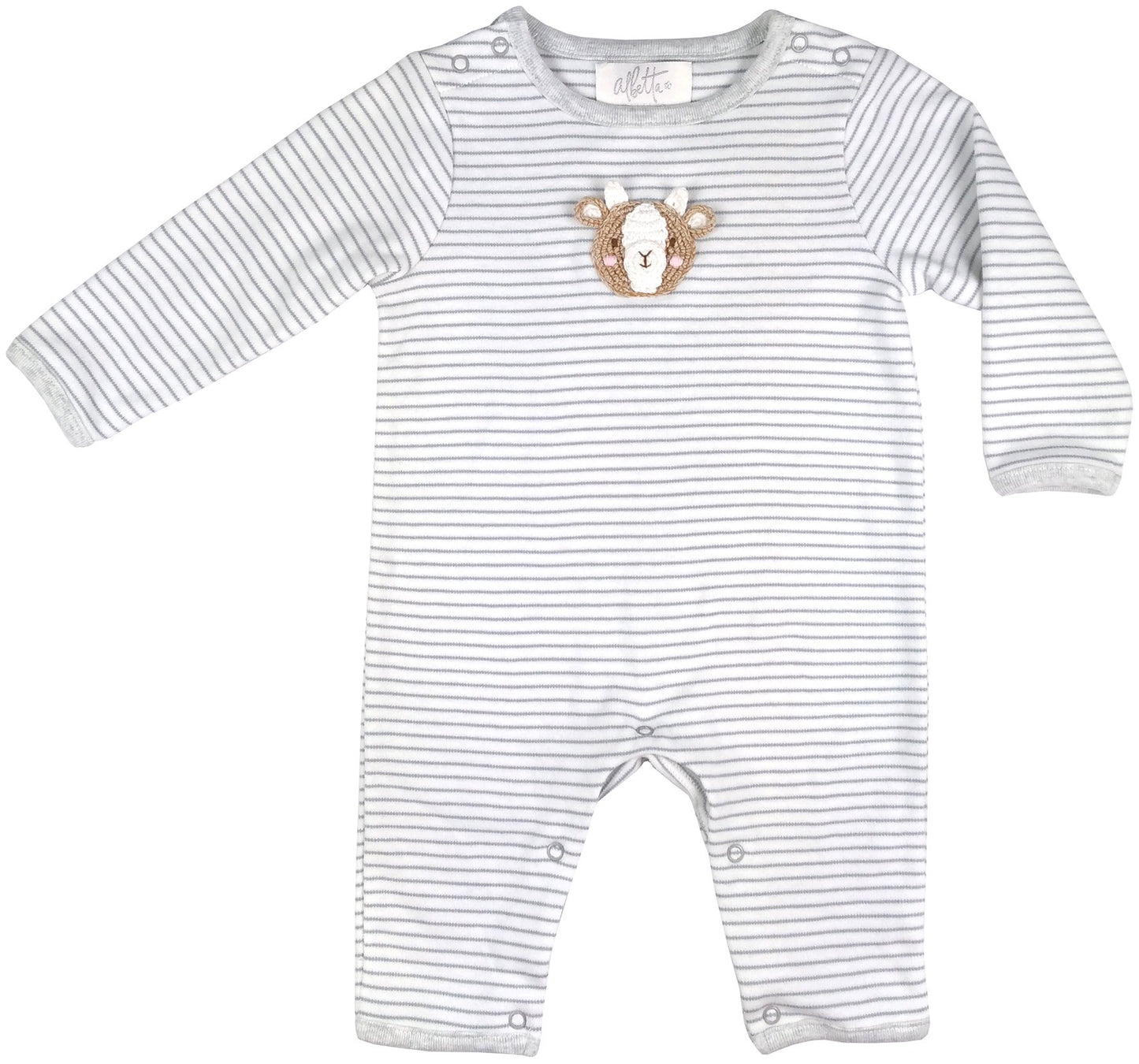 Gaby Goat Applique Stripe Romper | Albetta