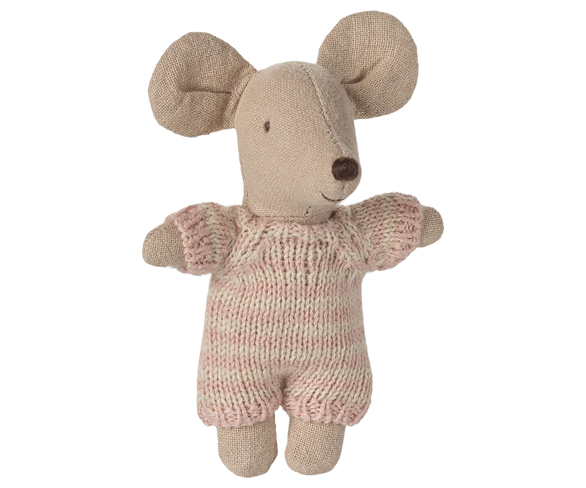 Baby Mouse in Carry Cot (Rose & Blue) | Maileg