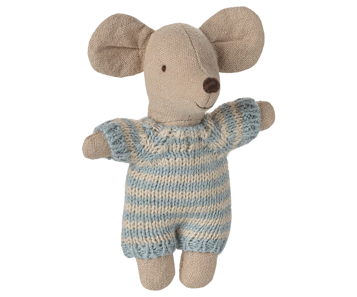 Baby Mouse in Carry Cot (Rose & Blue) | Maileg