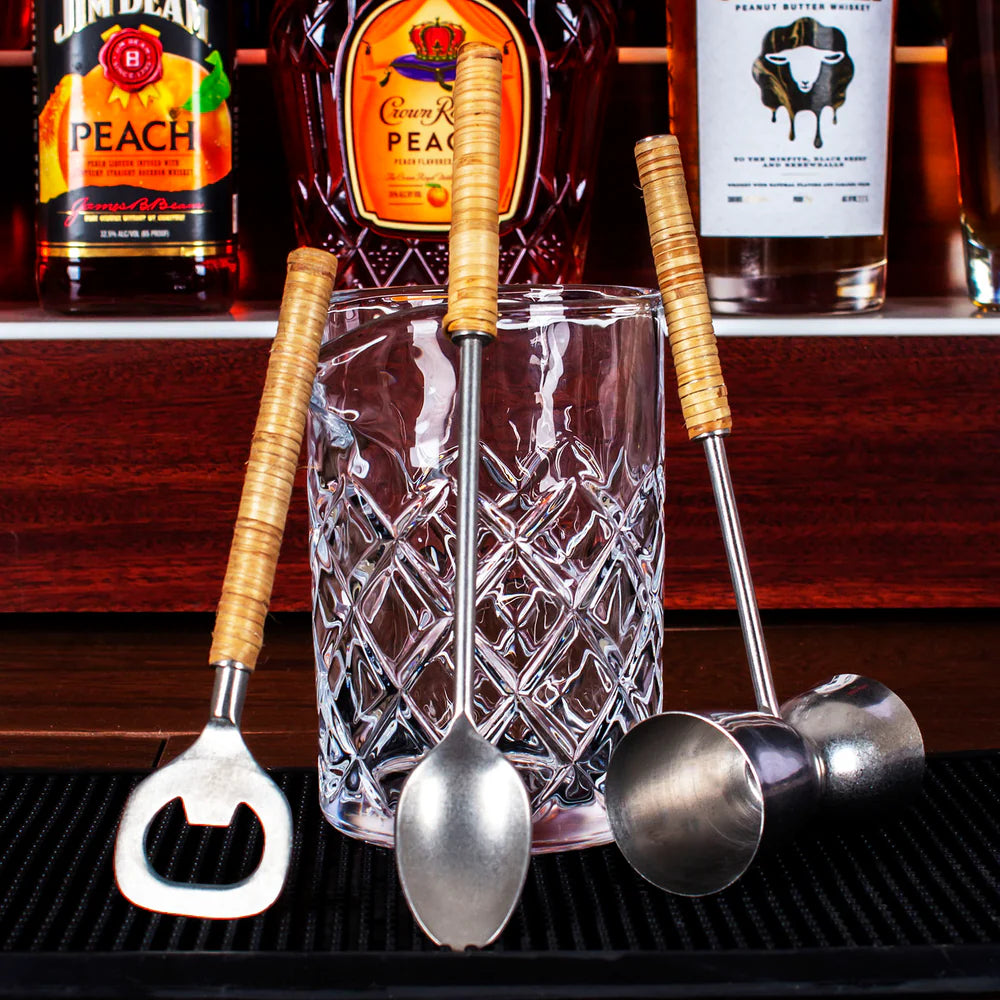 Catalina Cane Wrapped Bar Tool Set | Karma