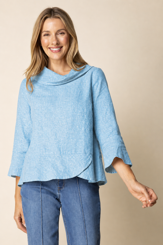 Topaz Linen Flounce Top | Habitat Clothing