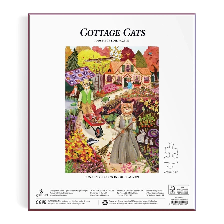Cottage Cats Foil Puzzle (1000 Piece) | Galison