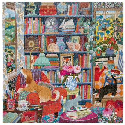 English Cottage Library Puzzle (1000pc) | Eeboo