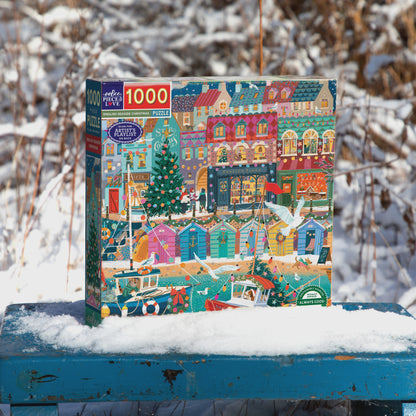 English Seaside Christmas Puzzle (1000pc) | Eeboo