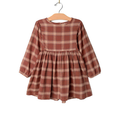 Plaid Flannel Puff Sleeve Dress | City Mouse Studio