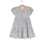Puff Sleeve Henley Dress (Blue Calico) | City Mouse