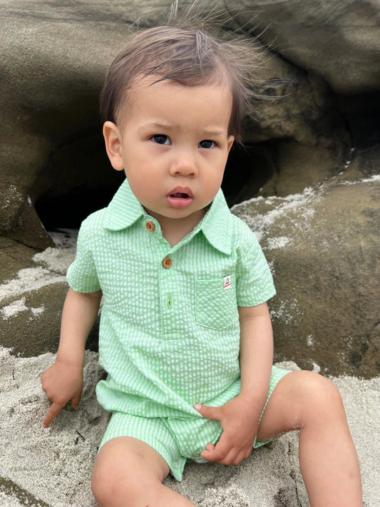 Seersucker Polo Romper | Me & Henry