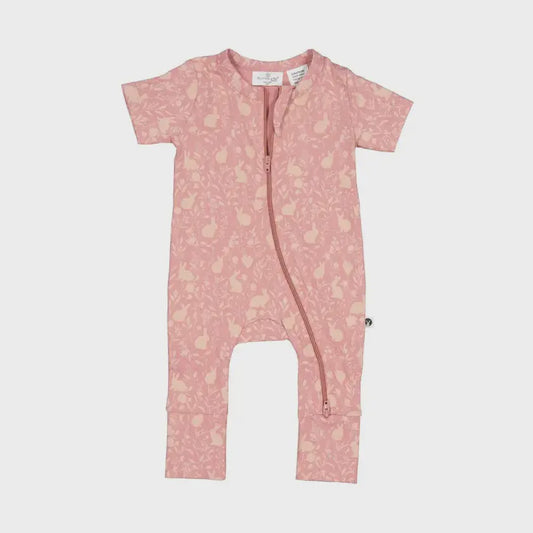 Doe Short Sleeve Zip Romper | Burrow & Be