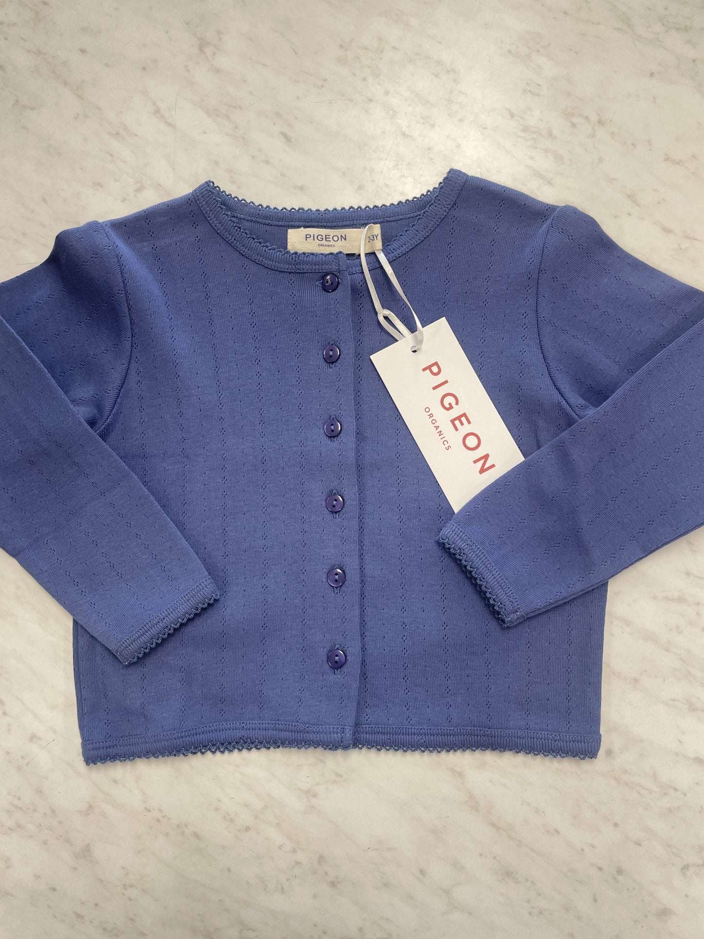Blue Pointelle Cardigan | Pigeon Organics
