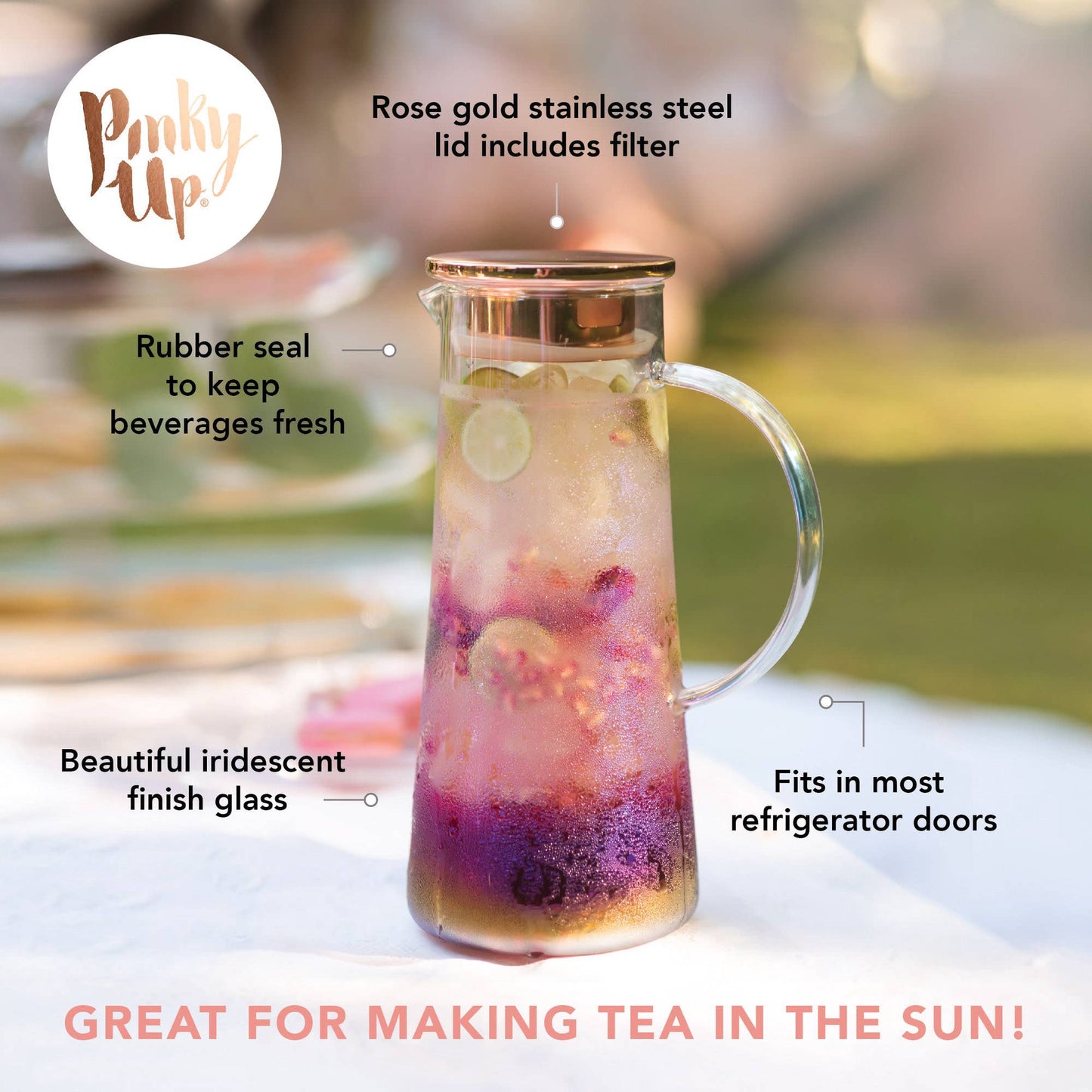 Charlie™ Iridescent Glass Infuser Carafe  | Pinky Up