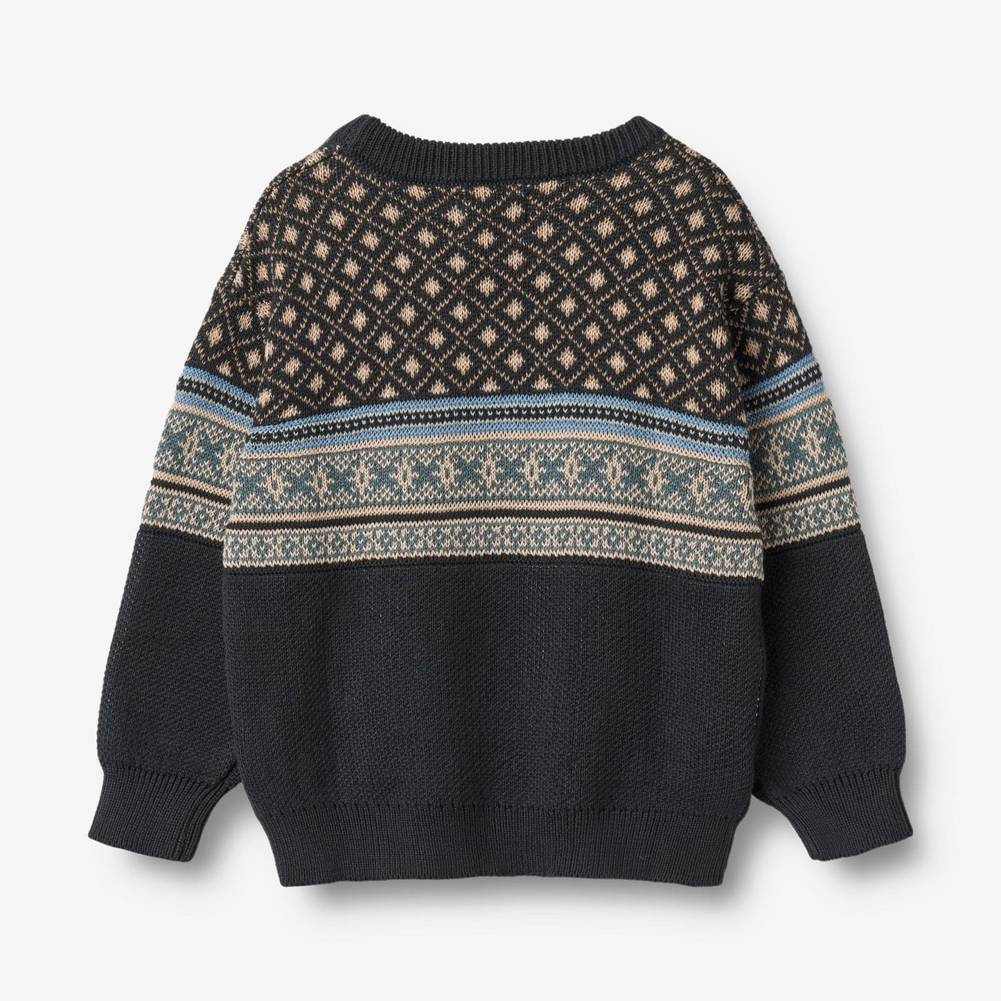 Julius Organic Jacquard Pullover - Navy | Wheat