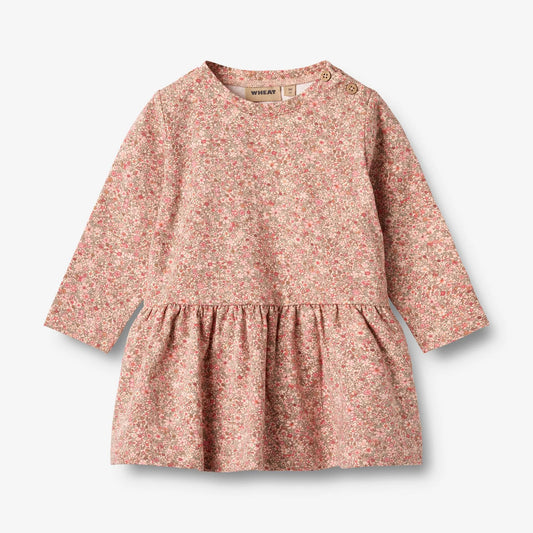 Bessie Jersey Dress - Rose Dust Flower Meadow | Wheat