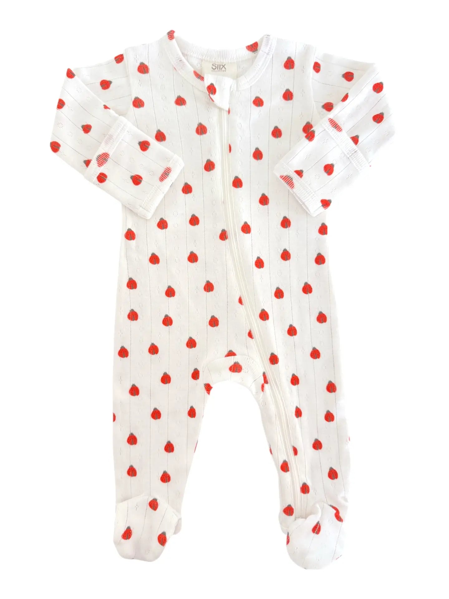 Ladybug Organic Pointelle Zip Footie | Siix Collection