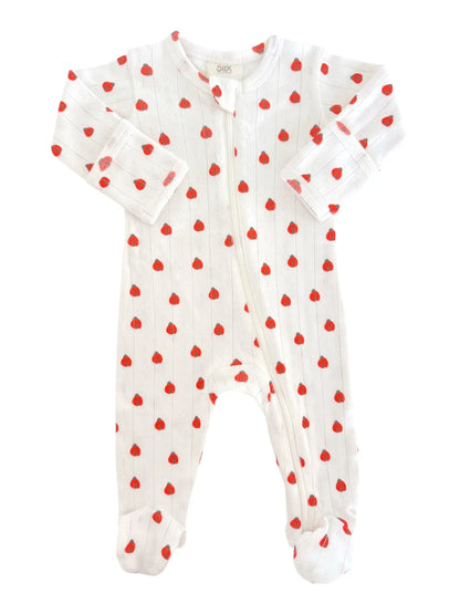 Ladybug Organic Pointelle Zip Footie | Siix Collection