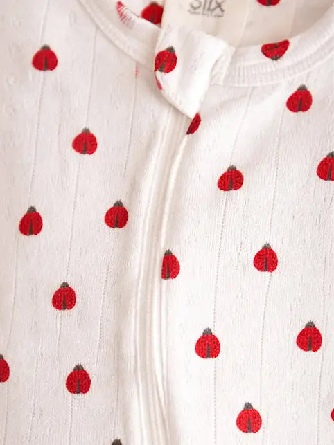 Ladybug Organic Pointelle Zip Footie | Siix Collection