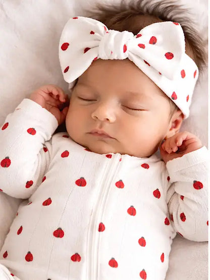 Ladybug Organic Pointelle Zip Footie | Siix Collection