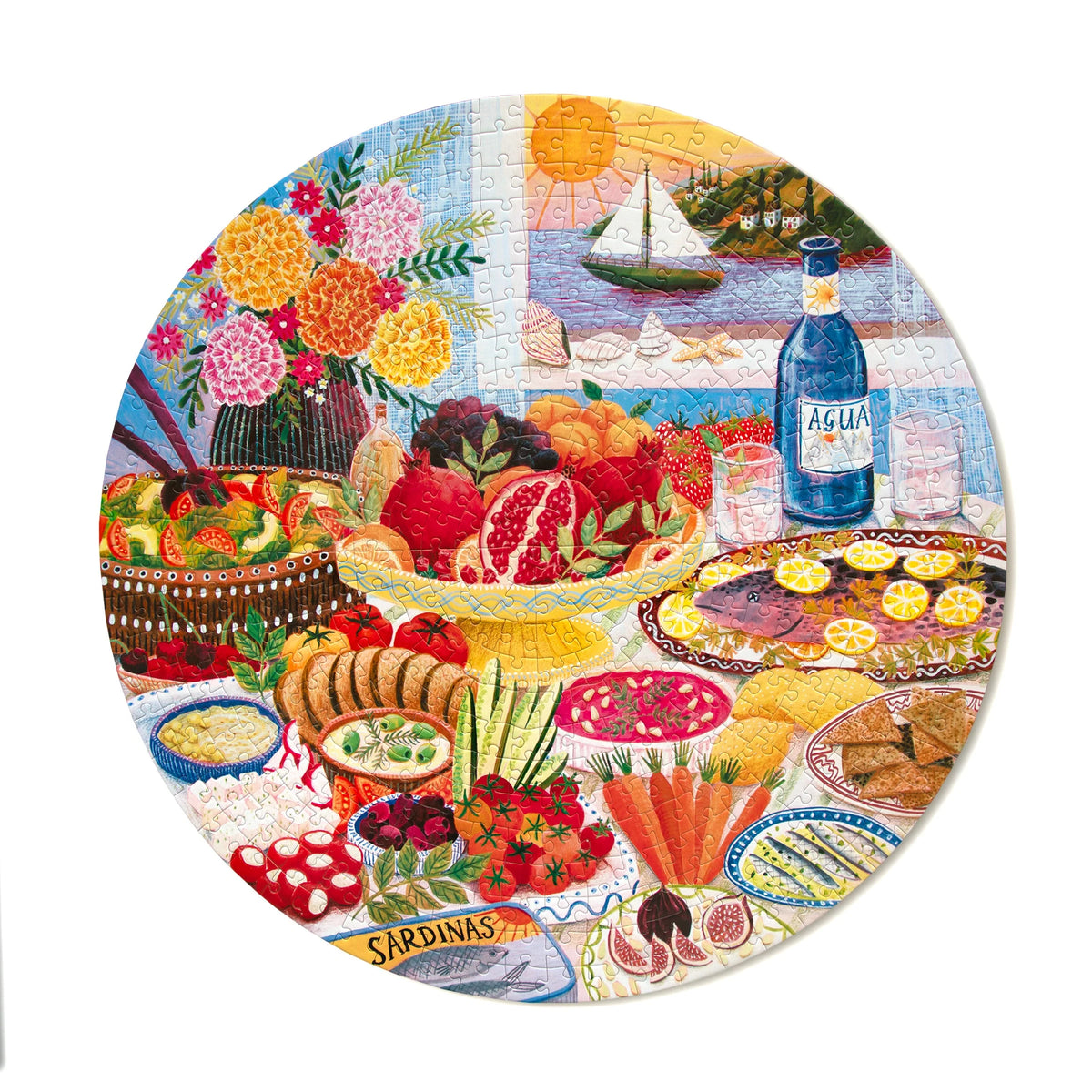 Mediterranean Table Round Puzzle (500pc) | Eeboo