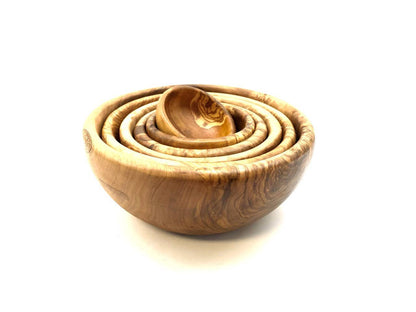 Set of 6 Round Bowls | Olive Wood