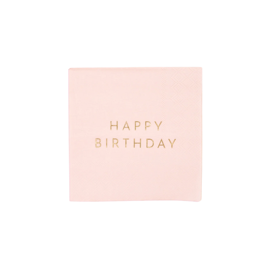 Pink Happy Birthday Cocktail Napkin | Bonjour Fete